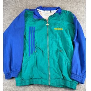 VINTAGE Adidas Trefoil Windbreaker Jacket Mens Medium Colorblock Retro Outdoor